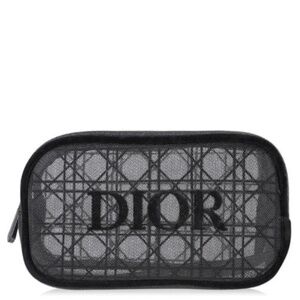Dior Beauty Black Mesh Cosmetic Makeup Case Pouch Clutch